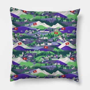 Swiss village purple Pillow