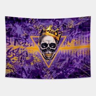 Purple and Gold Graffiti Skull King Tapestry