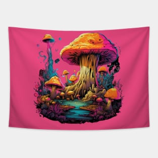 Psychedelic World Sketches Magic Shrooms Tapestry