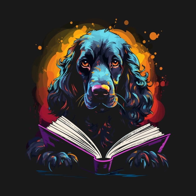 Field Spaniel Reads Book by JH Mart