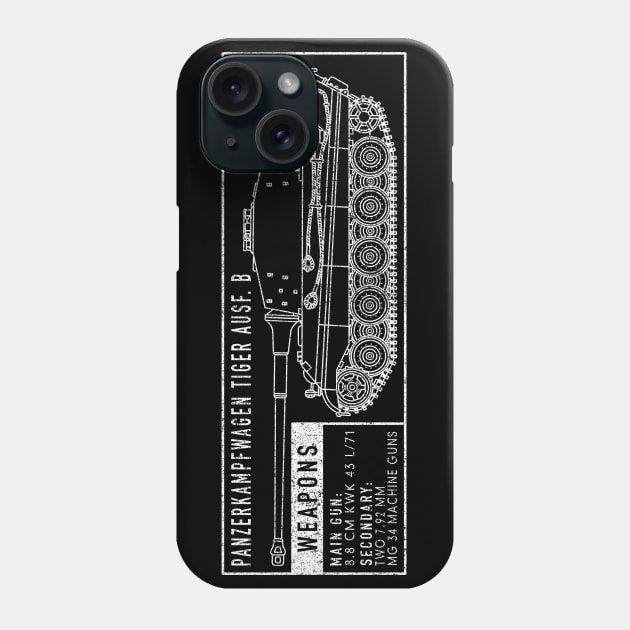 German King Tiger II WW2 Tank Blueprint Gift Phone Case by Battlefields