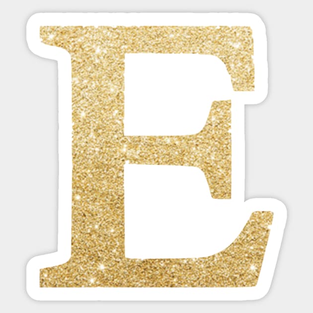 Letter 'E' Gold Glitter Initial Sticker for Sale by