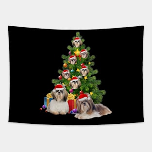 Shih Tzu dog Christmas Tree T-Shirt Tapestry