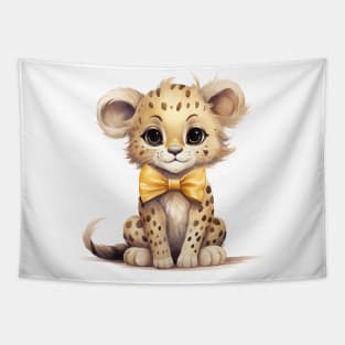 Cheetah Wearing Bow Tapestry