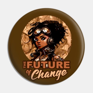 Future of Change Steampunk Anime Black Girl Empowerment Pin