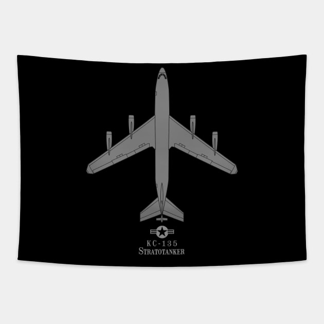 KC-135 Stratotanker Aerial Refueler Tech Drawing Military Tanker Airplane Tapestry by DesignedForFlight