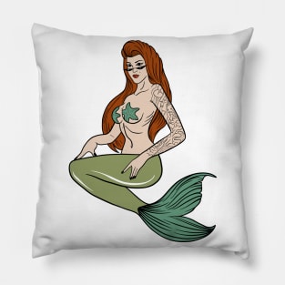 Tattooed mermaid Pillow