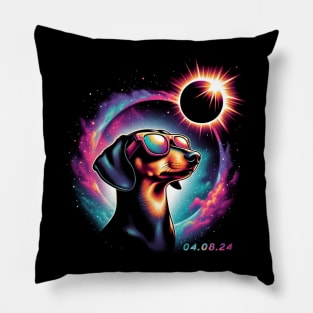 Celestial Dachshund Eclipse: Trendy Tee for Wiener Dog Enthusiasts Pillow