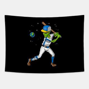 Space Alien Baseball Player Tapestry