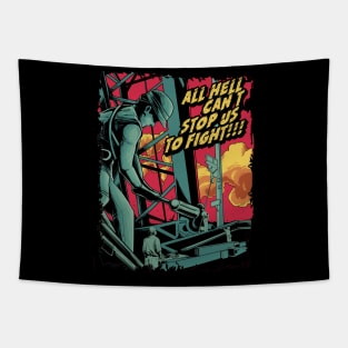 Iron Worker Fight Tapestry