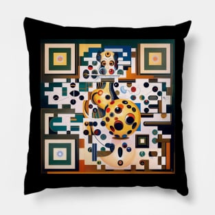 RickRoll QR Code Hidden Image Abstract Painting Pillow