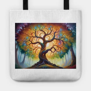 Iridescent Majesty: Ethereal Beauty of a Meticulously Painted Tree (406) Tote