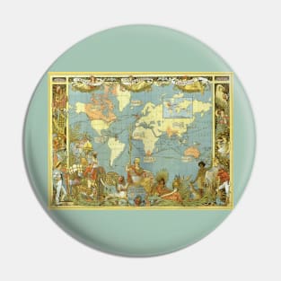 Antique World Map of the British Empire, 1886 by Walter Crane Pin