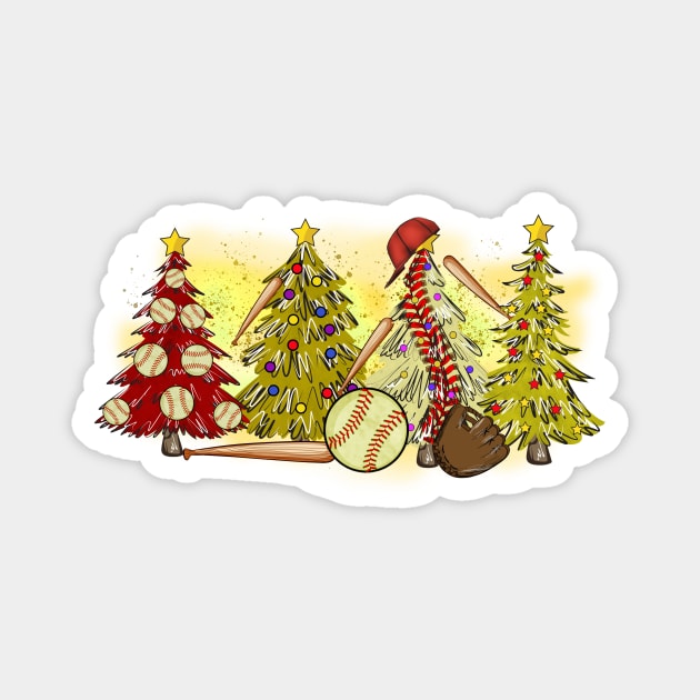 Baseball Christmas Trees Xmas Gift Magnet by The WYLD Tribe