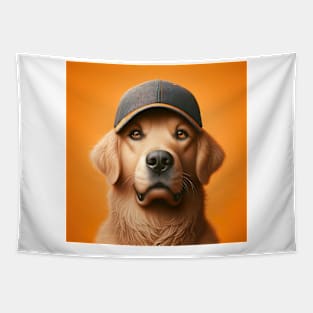 Dog with Baseball Cap Tapestry