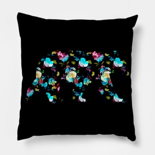 Summer Rose Bush Pattern Bear Floral Arrangement Pillow