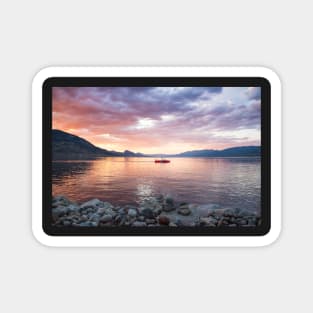 Dramatic Sunset and Boat on Okanagan Lake Magnet