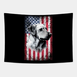 Patriotic Labrador American Flag Tapestry