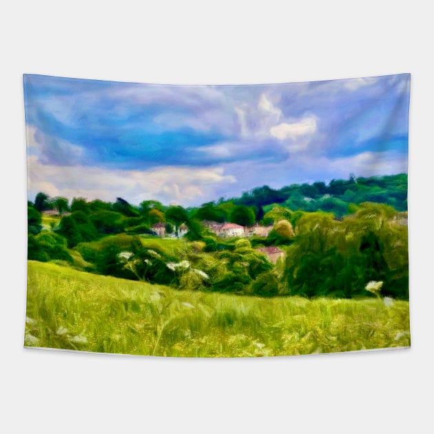Vibrant Hills and Rolling Greens Tapestry by Pamela Storch
