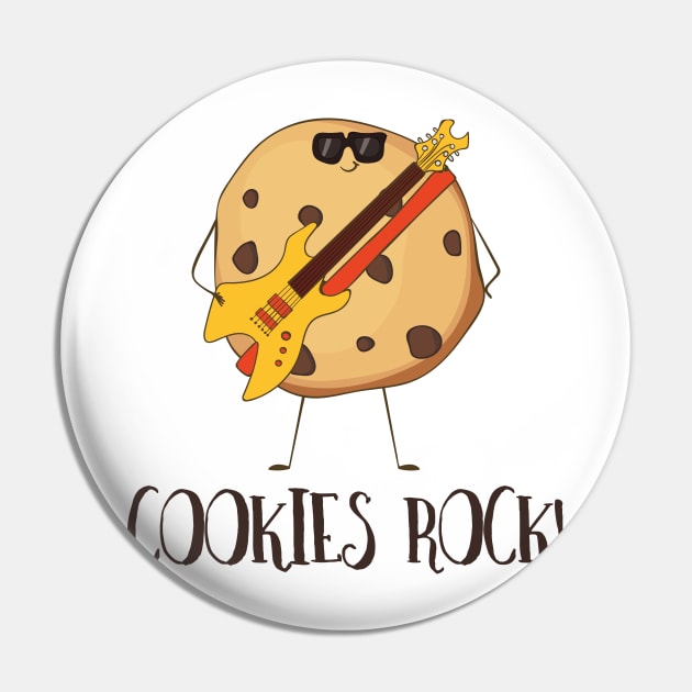 Cookies Rock! Funny Cute Cookie Love Pin by Dreamy Panda Designs