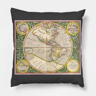 Antique Map of the Americas by Michael Mercator Pillow