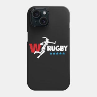 Womens Rugby - white text Phone Case