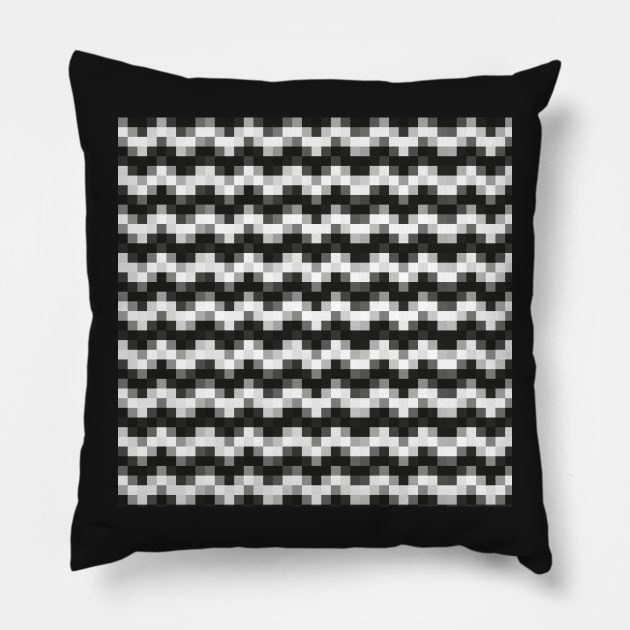 Pixelated Black and White Pillow by YellowLion