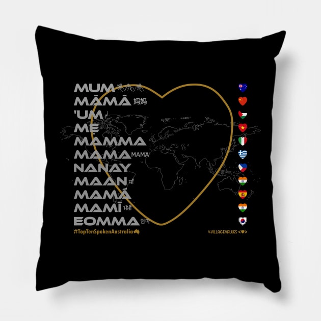 MOM: Say ¿Qué? Top Ten Spoken (Australia) Pillow by Village Values