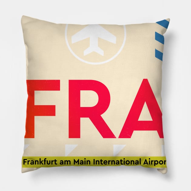 Airport sticker FRA Frankfurt Pillow by Woohoo