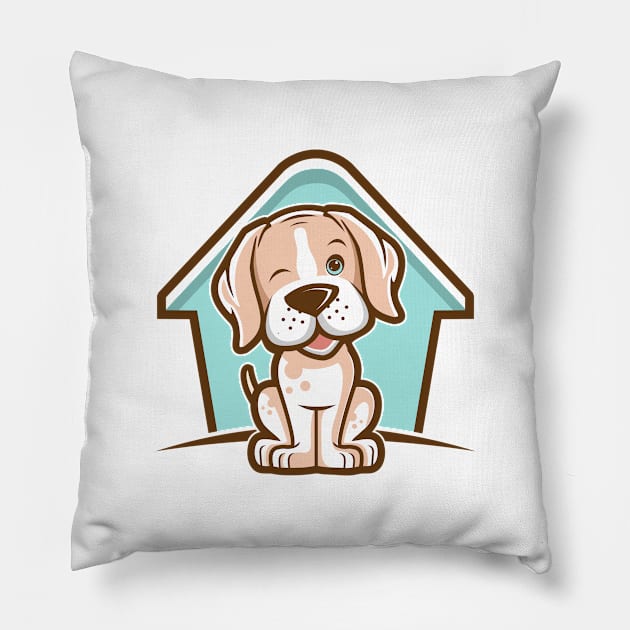 Dog and House design illustrations Pillow by michony