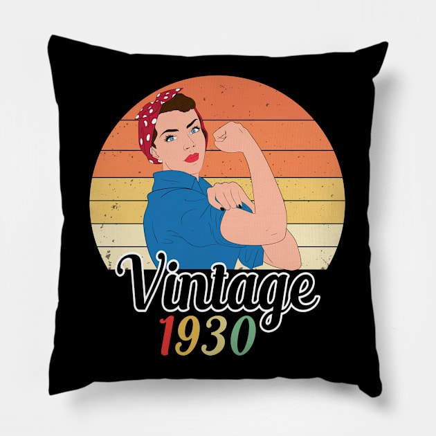 Vintage 1930 Birthday 90th Gift Pillow by creativeKh