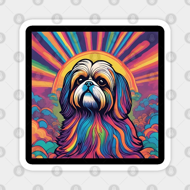 Psychedelic Shih Tzu Magnet by tocksickart