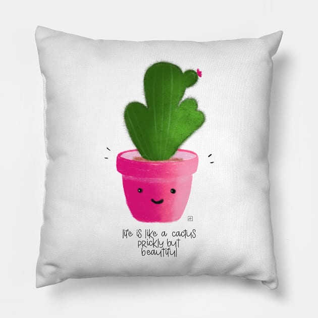 Kawaii cactus Pillow by nasia9toska