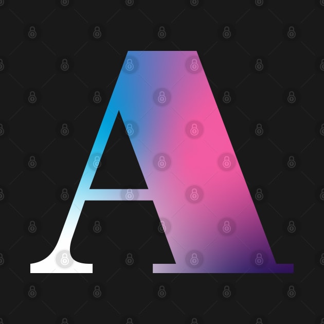 Capital Letter A Monogram Gradient Pink Blue White by Terriology