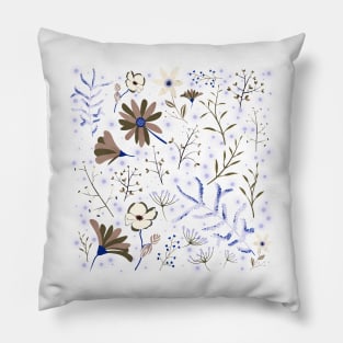 Blue & Walnut Fantasy Garden Pillow