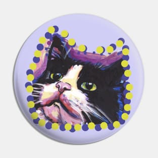 Tuxedo Cat Bright colorful pop kitty art Pin