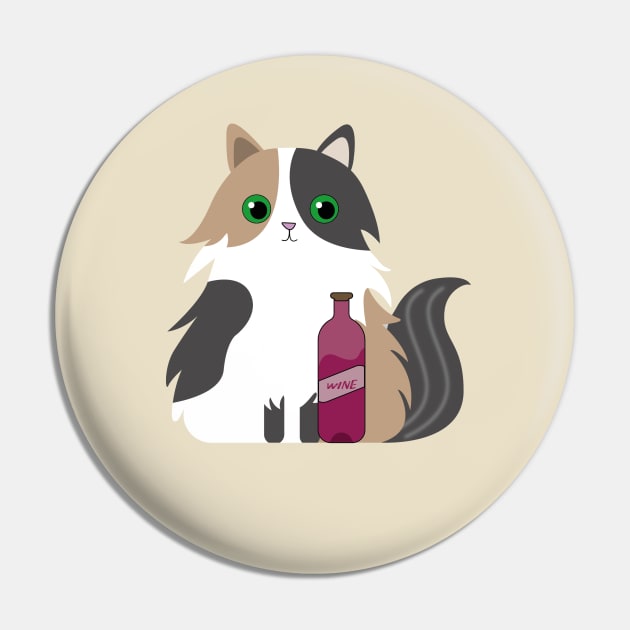 Wine Cat Pin by nikitoooshi