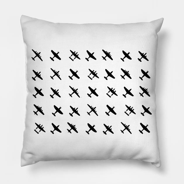 WW2 Airplanes B-29 B-17 B-25 P-38 P-40 P-47 P-51 Pillow by Dirty Custard Designs 