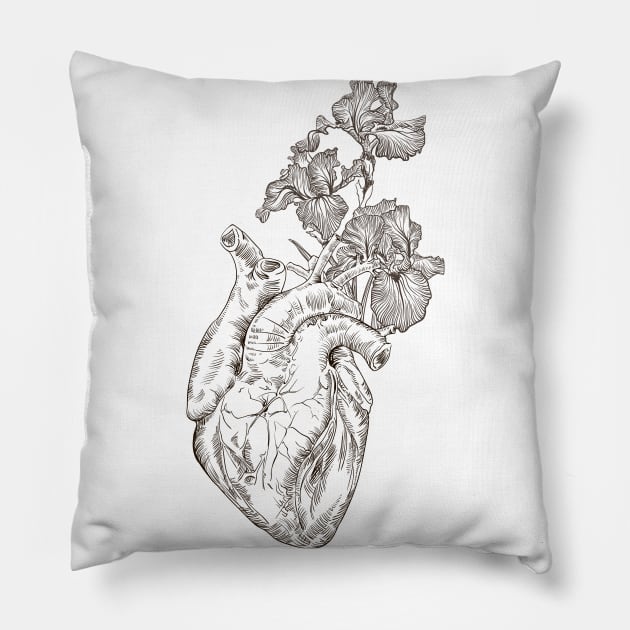 Heart with Flowers Pillow by Olga Berlet