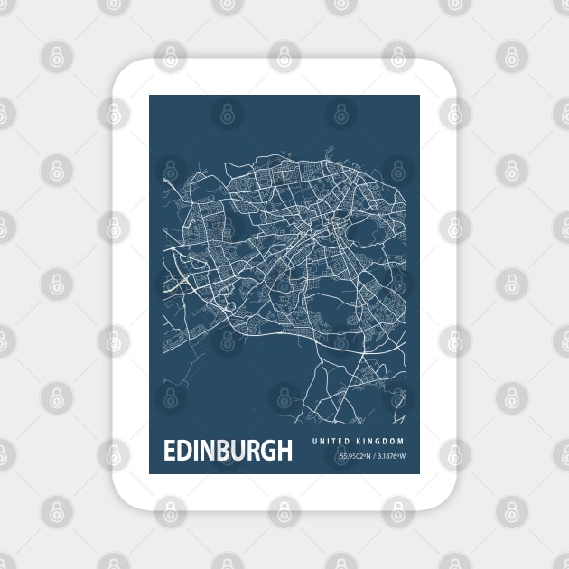 Edinburgh Blueprint Street Map, Edinburgh Colour Map Prints Magnet by tienstencil