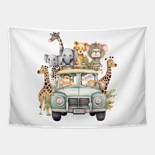 Watercolor Baby Animal Safari #2 Tapestry