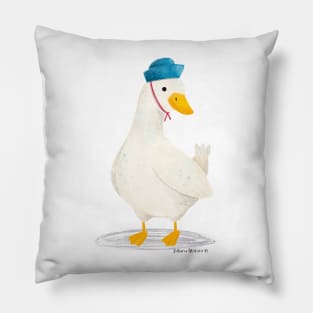 White Duck with Hat Pillow