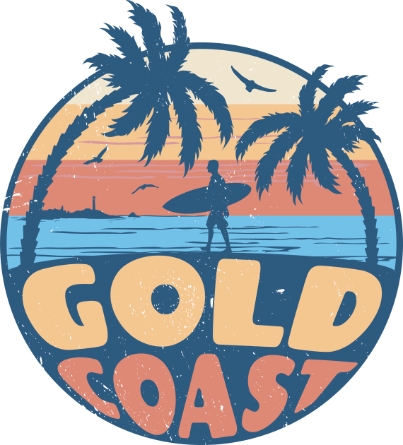 Vintage Surfing Gold Coast, Australia // Retro Summer Vibes // Grunge Surfer Sunset Kids T-Shirt by Now Boarding