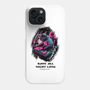 Techno Cat - Rave all night long - Catsondrugs.com - rave, edm, festival, techno, trippy, music, 90s rave, psychedelic, party, trance, rave music, rave krispies, rave flyer Phone Case