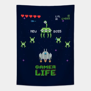 Retro Space Arcade Video Game Tapestry