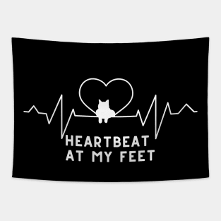 Cat Heartbeat Line Tapestry