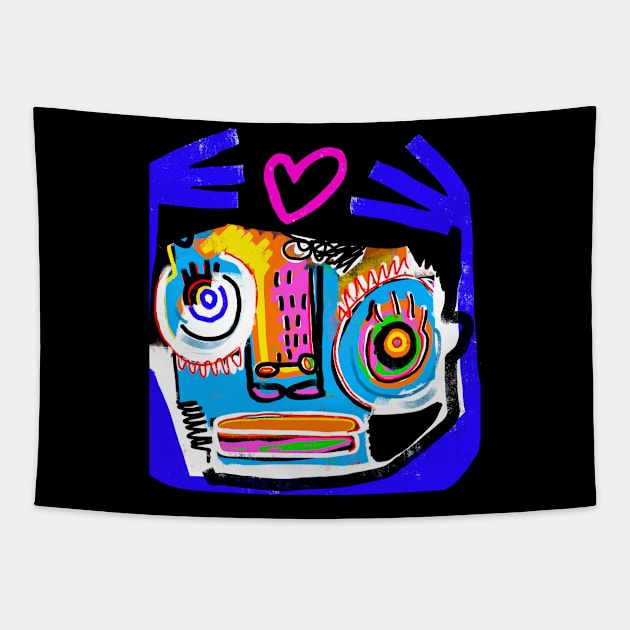 LOVE CRAZY FACE HEART Tapestry by Angel Rivas