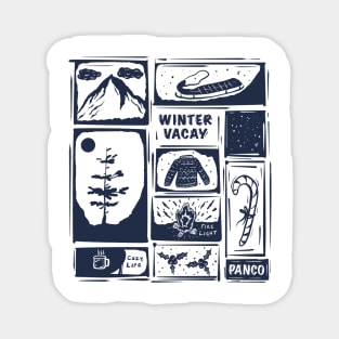 Vacation Cozy Winter Block Print Aesthetic Magnet