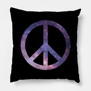 Galaxy Peace Sign Symbol Hippie Art Pillow