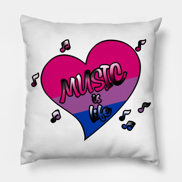 Music is life - Bisexual heart Pillow by YashaSnow